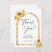 Mommy to Bee Honey Wildflower赤ちゃんシャワー サンキューカード (正面/裏面)