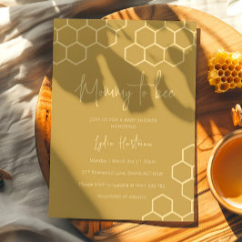 Mommy To Bee Honeycomb Golden Beige Baby Shower 招待状