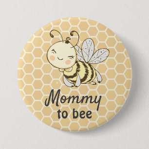 Mommy to bee New Mother Honeybee Bee Baby Shower 缶バッジ