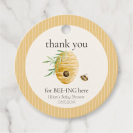 Mommy To Bee Striped Yellow Honey Bee Baby Shower  フェイバータグ