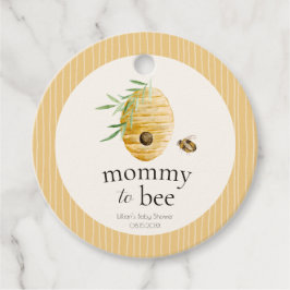 Mommy To Bee Striped Yellow Honey Bee Baby Shower  フェイバータグ