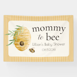 Mommy To Bee Striped Yellow Honey Bee Baby Shower  横断幕