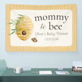 Mommy To Bee Striped Yellow Honey Bee Baby Shower  横断幕 (トレードショー)