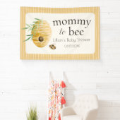 Mommy To Bee Striped Yellow Honey Bee Baby Shower  横断幕 (インサイチュ)