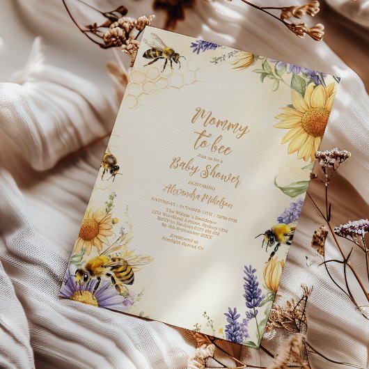 Mommy to Bee Wildflowers ベビーシャワー 招待状
