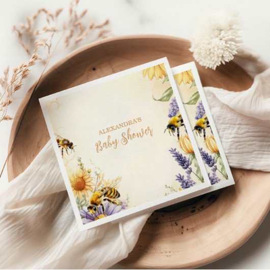 Mommy to Bee Wildflowers Baby Shower スタンダードカクテルナプキン