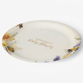 Mommy to Bee Wildflowers Baby Shower ペーパープレート (アングル)