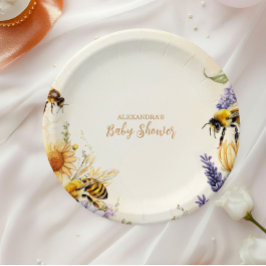 Mommy to Bee Wildflowers Baby Shower ペーパープレート