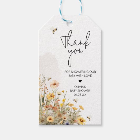 Mommy to Bee Wilflowerベビーシャワーメッセージカード ギフトタグ (正面)
