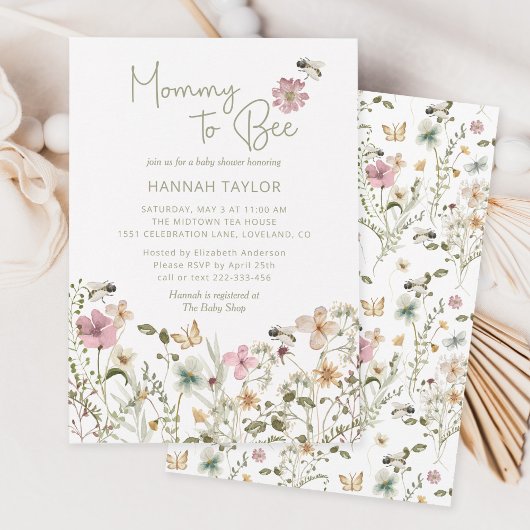 Mommy to Bee Wilflower赤ちゃんシャワー 招待状