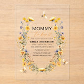 Mommy to Bee Wilflower赤ちゃん男女兼用シャワー アクリル招待状 (正面)