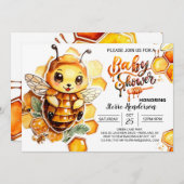 Mommy to Bee's Baby Shower 招待状 (正面/裏面)