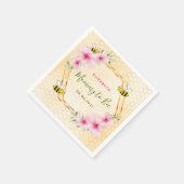 Mommy to behinumピンクの花模様赤ちゃんシャワー スタンダードカクテルナプキン (角)