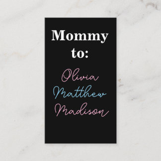 Mommy to: Pink Blue Kids Names Calling Card コーリングカード