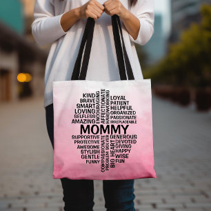 Mommy Wordクラウド名Pink グラデーション トートバッグ
