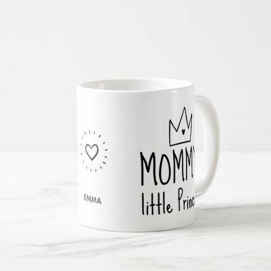 Mommysリトルプリンセス写真と名前Mag コーヒーマグカップ (正面右)