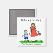 Mommy's Boy - Mother and Son Blonde Family Magnet マグネット (正面/裏面)
