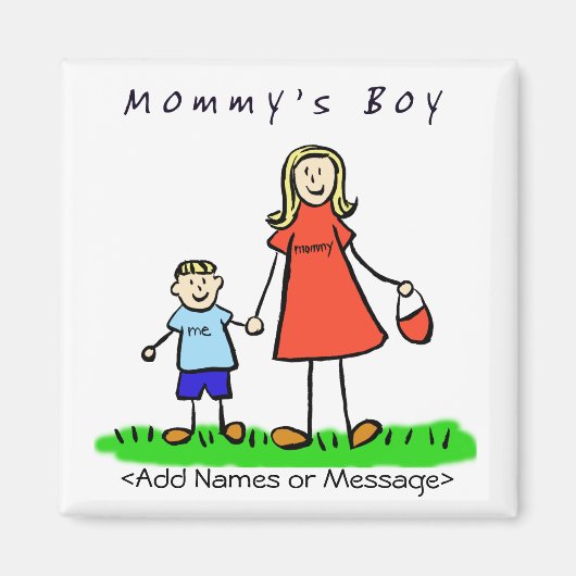 Mommy's Boy - Mother and Son Blonde Family Magnet マグネット (正面)