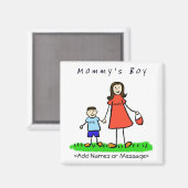 Mommy's Boy - Mother & Son Brunetteファミリーマグネット マグネット (正面/裏面)