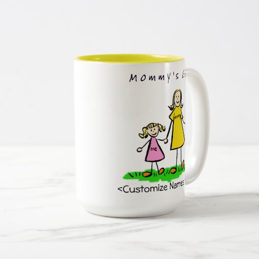 Mommy's Girl – ブロンドの母と娘のカスタムマグ ツートーンマグカップ (正面右)