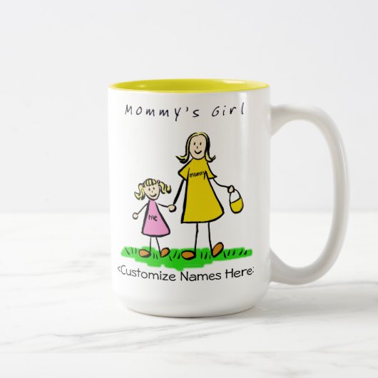 Mommy's Girl – ブロンドの母と娘のカスタムマグ ツートーンマグカップ (右)