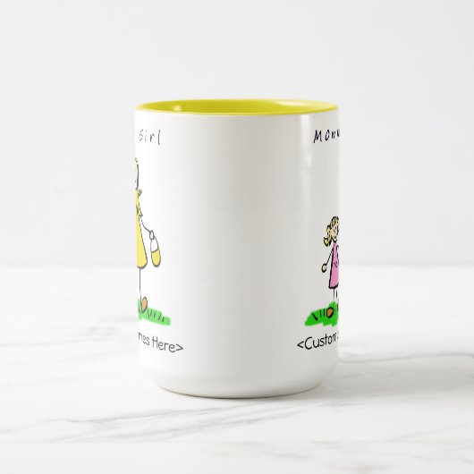 Mommy's Girl – ブロンドの母と娘のカスタムマグ ツートーンマグカップ (中央)