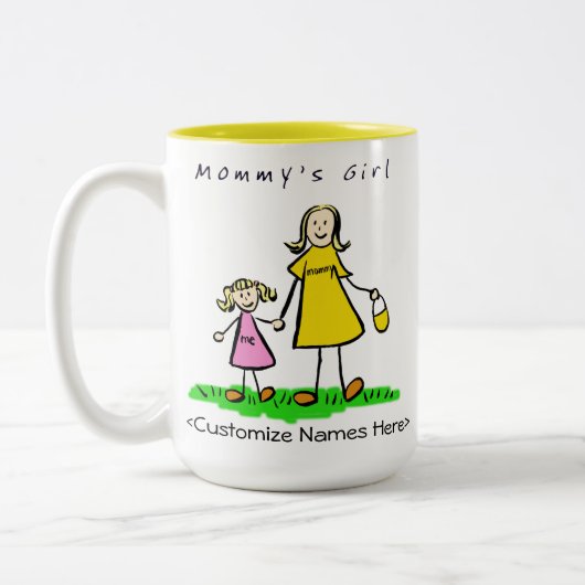 Mommy's Girl – ブロンドの母と娘のカスタムマグ ツートーンマグカップ (左)