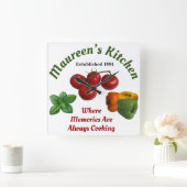 Mommy's Kitchen 'Add Your Name' スクエア壁時計 (ホーム)