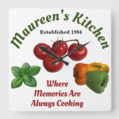 Mommy's Kitchen 'Add Your Name' スクエア壁時計 (正面)