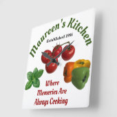 Mommy's Kitchen 'Add Your Name' スクエア壁時計 (傾斜)