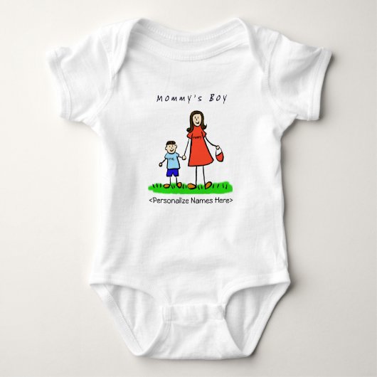 Mommy's Little Boy - Brunette Mother & Son Shirt ベビーボディスーツ (正面)