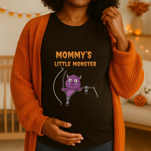 Mommys Little Monster Halloween Maternity Tシャツ