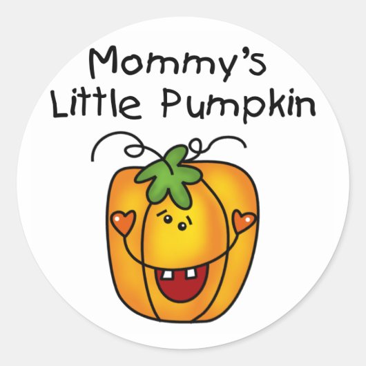 Mommy's Little Pumpkin Tシャツとギフト ラウンドシール (正面)