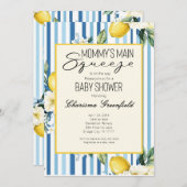 Mommy's Main Squeeze Lemon Blue Boy Baby Shower 招待状 (正面/裏面)