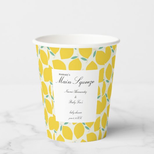 Mommy's Main Squeeze Lemon Citrus Baby Shower 紙コップ (正面)