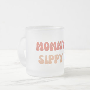 Mommy's Sippy Cup – 新しいおもしろいママのためのワインラベル フロストグラスマグカップ