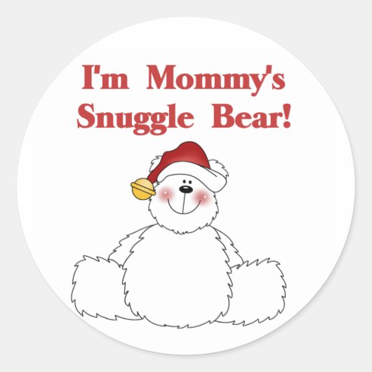 Mommy's Snuggle Bear Tシャツとギフト ラウンドシール (正面)