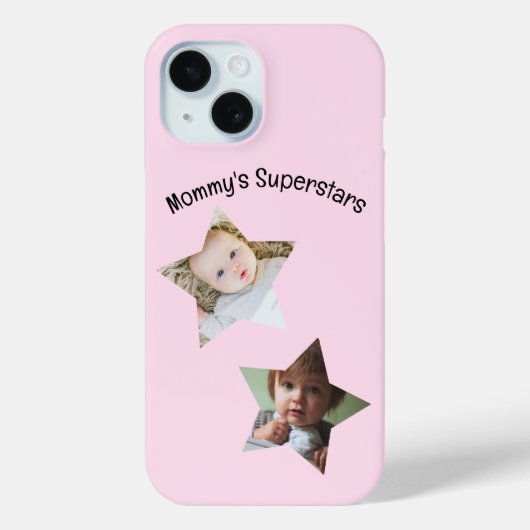 Mommy's Superstars パーソナライズされた Two Photo文字 Case-Mate iPhoneケース (裏面)