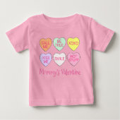 Mommy's Valentine Pink Candy Conversationハート ベビーTシャツ (正面)