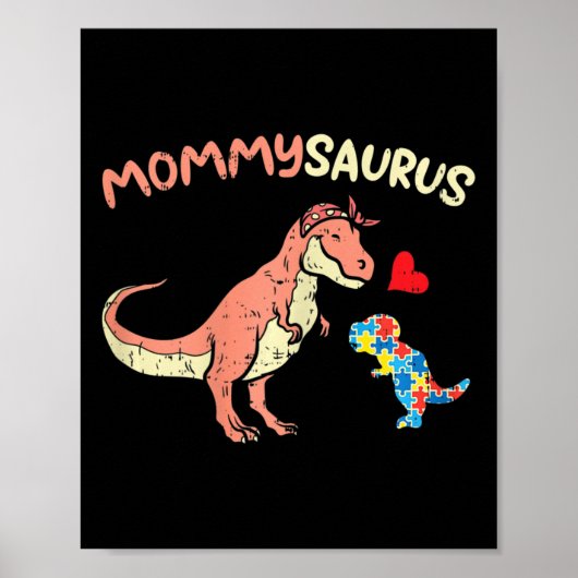 Mommysaurusパズル恐竜自閉症啓発ママM ポスター (正面)