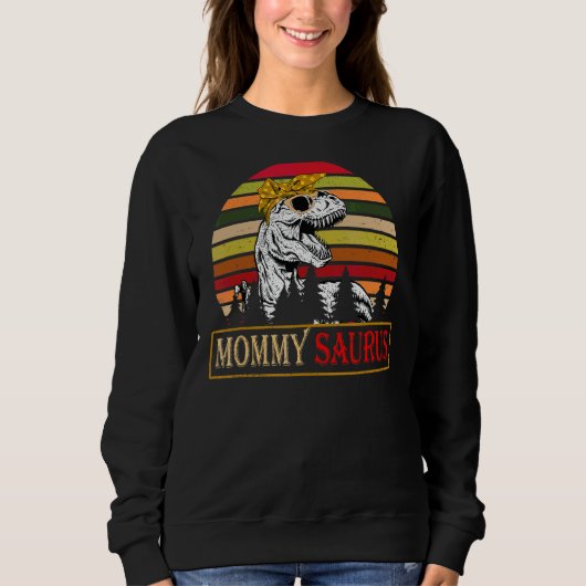 Mommysaurusレックス恐竜Mommy Saurus Family Mothe スウェットシャツ (正面)