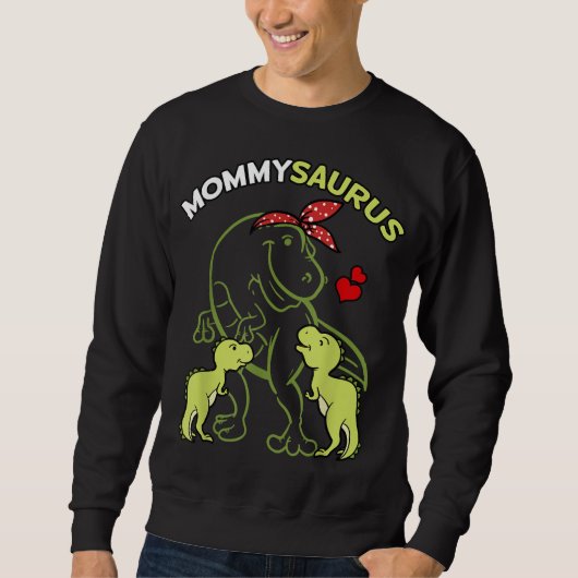 Mommysaurus Mommy 2 Kids Dinosaur Moma's Day スウェットシャツ (正面)