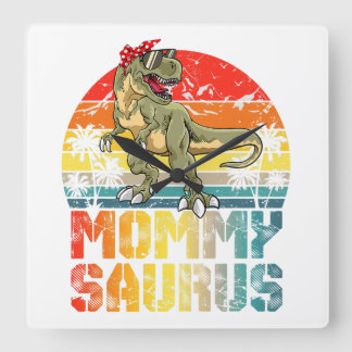 Mommysaurus Tレックス恐竜Mommy Saurusファミリーマット スクエア壁時計