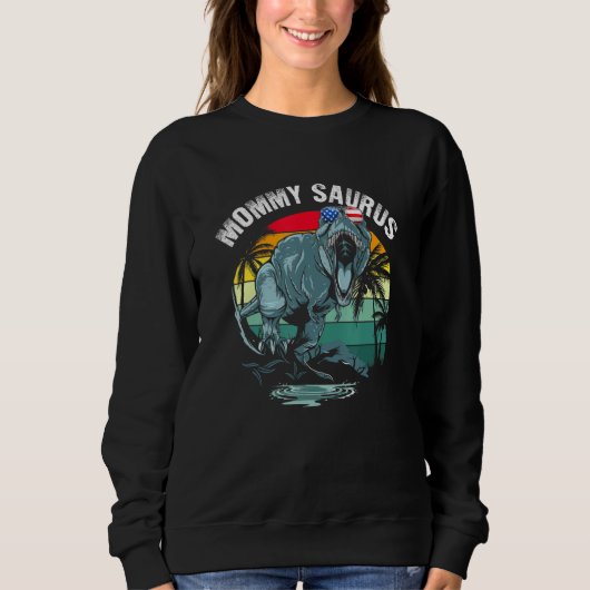 Mommysaurus Tレックス恐竜Mommy Saurus国旗Fa スウェットシャツ (正面)