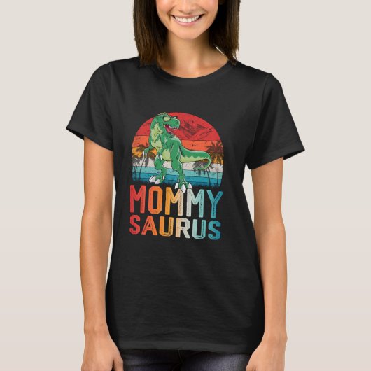 MommySaurus Tレックス恐竜Saurusファミリーマッチング Tシャツ (正面)
