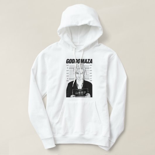 MOMOKO MUGSHOT HOODIE WHITE TEE  パーカ (デザイン正面)