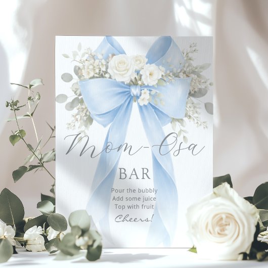 Momosa Bar Blue Bow Floral Bubbly Bar ポスター