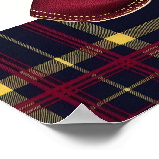 Momosa bar Red Bow Rocking Horse Plaid ポスター (角)