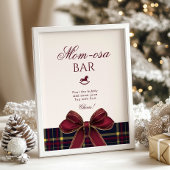 Momosa bar Red Bow Rocking Horse Plaid ポスター