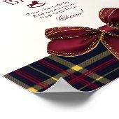 Momosa bar Red Bow Teddy Bear Plaid ポスター (角)